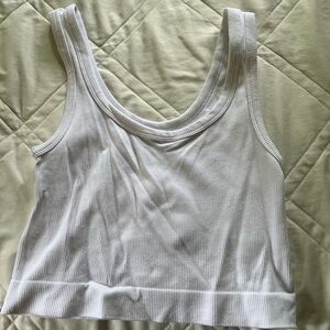 White Ribbed Tank Top
